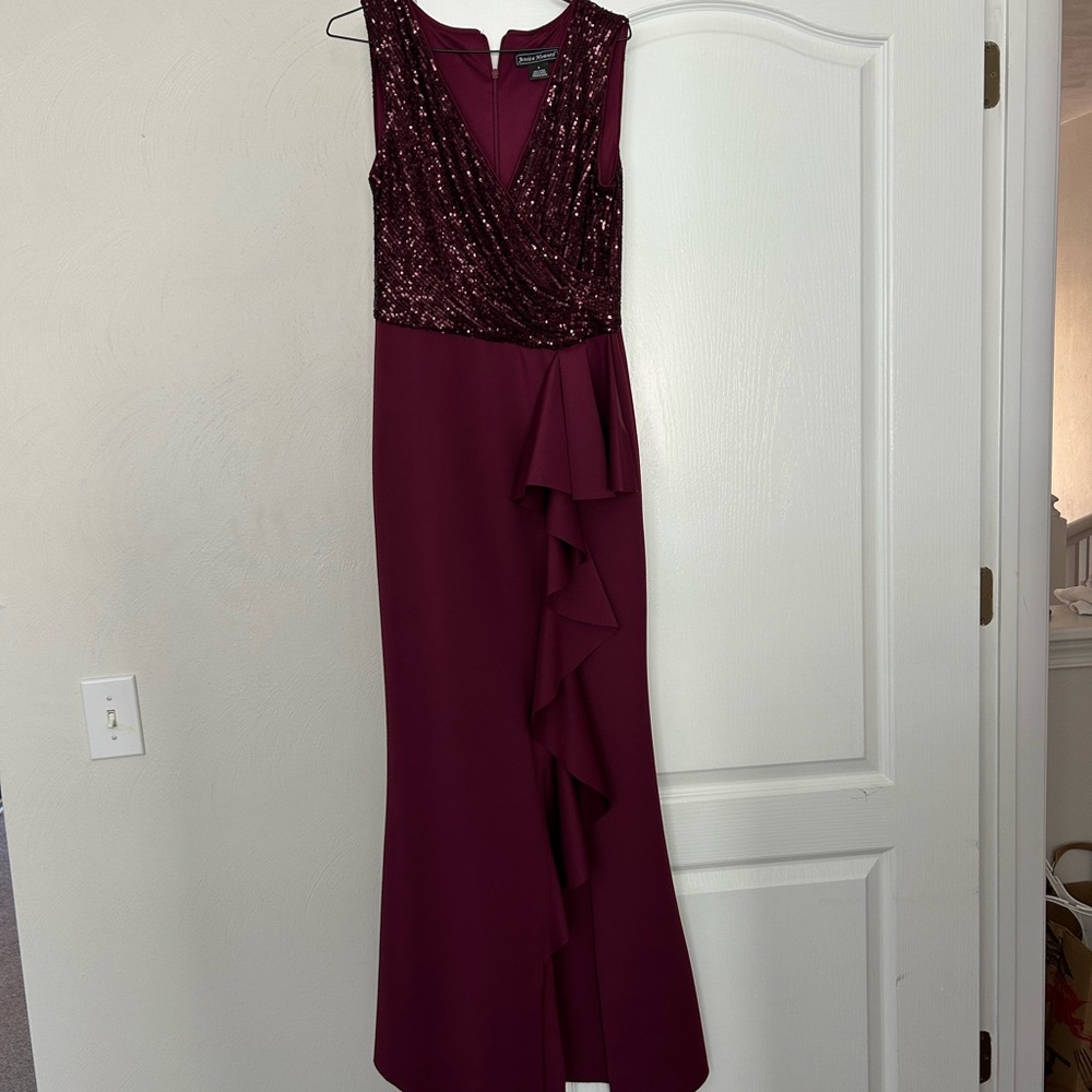 Jessica Howard Wine Asymmetrical Dress with Sequins